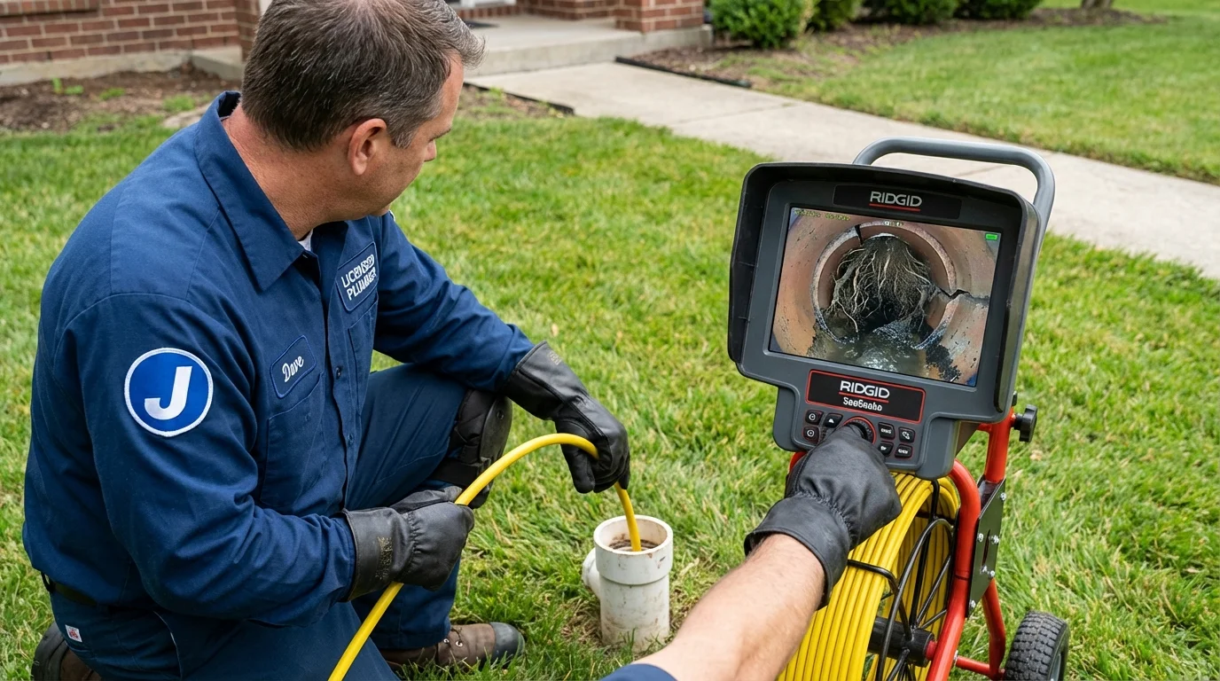 Sewer camera inspection being performed by Johns Plumbing LLC in Wanamingo